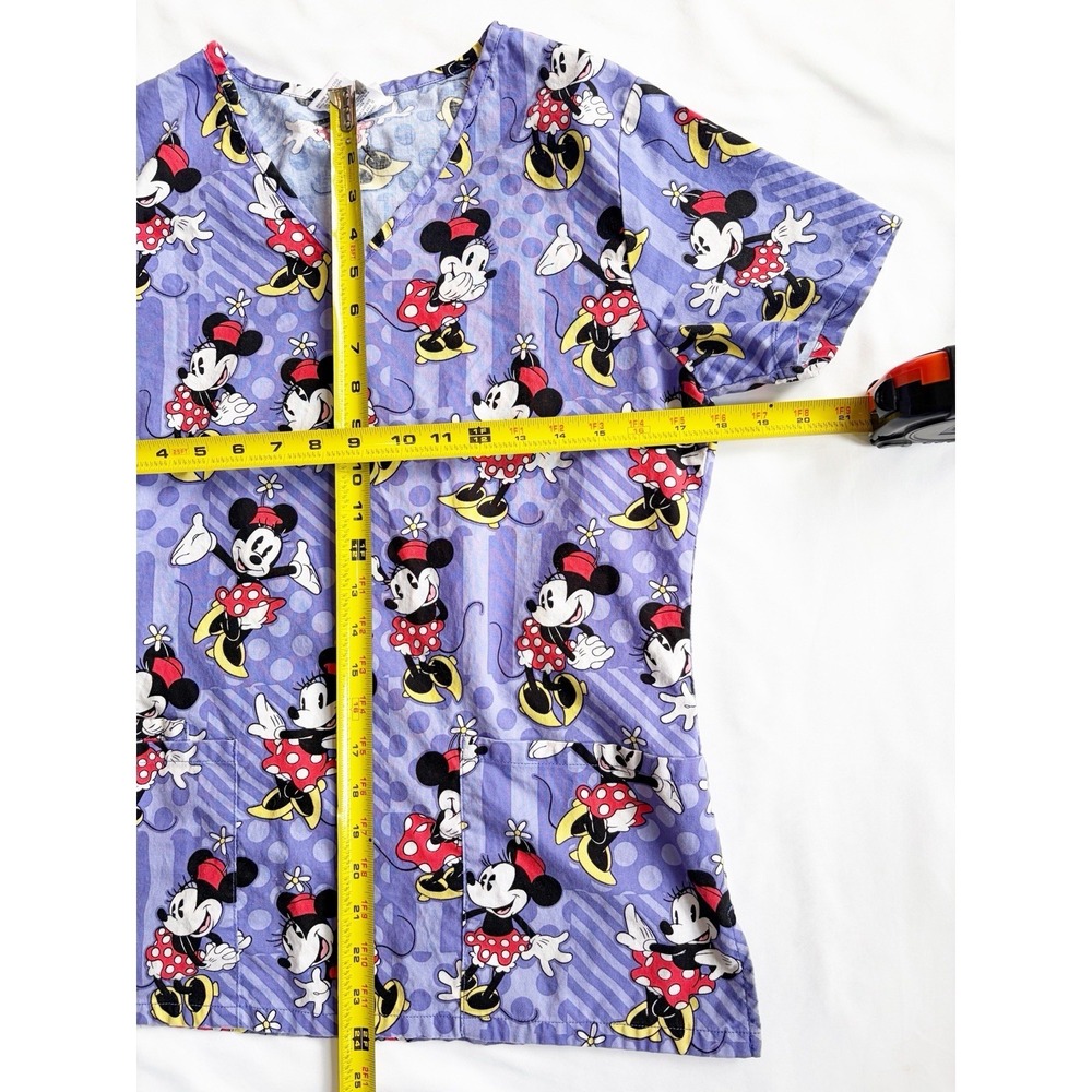 Disney Women's Size XS Minnie Mouse Purple Scrub Top Nurse Vet Tech - Picture 3 of 5